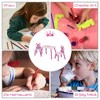 Lirago Kids Wood Table and 2 Chairs Set Children Activity Table Toddler Furniture Set Crown Pattern Design for 3-8 Years Old Pink - 2 of 4