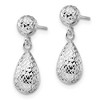 Black Bow Jewelry Diamond Cut Teardrop Post Dangle Earrings in 14k White Gold, 20mm - 2 of 4