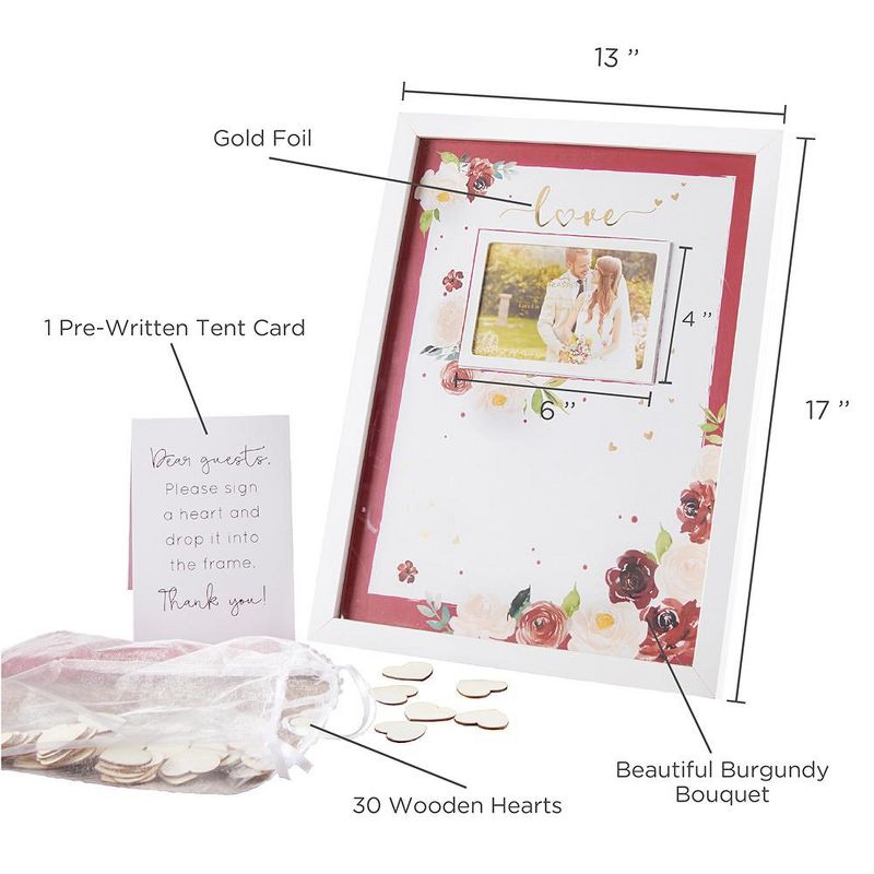 Kate Aspen Wedding Guest Book Alternative - Burgundy Blush Floral | 22114NA, 3 of 8