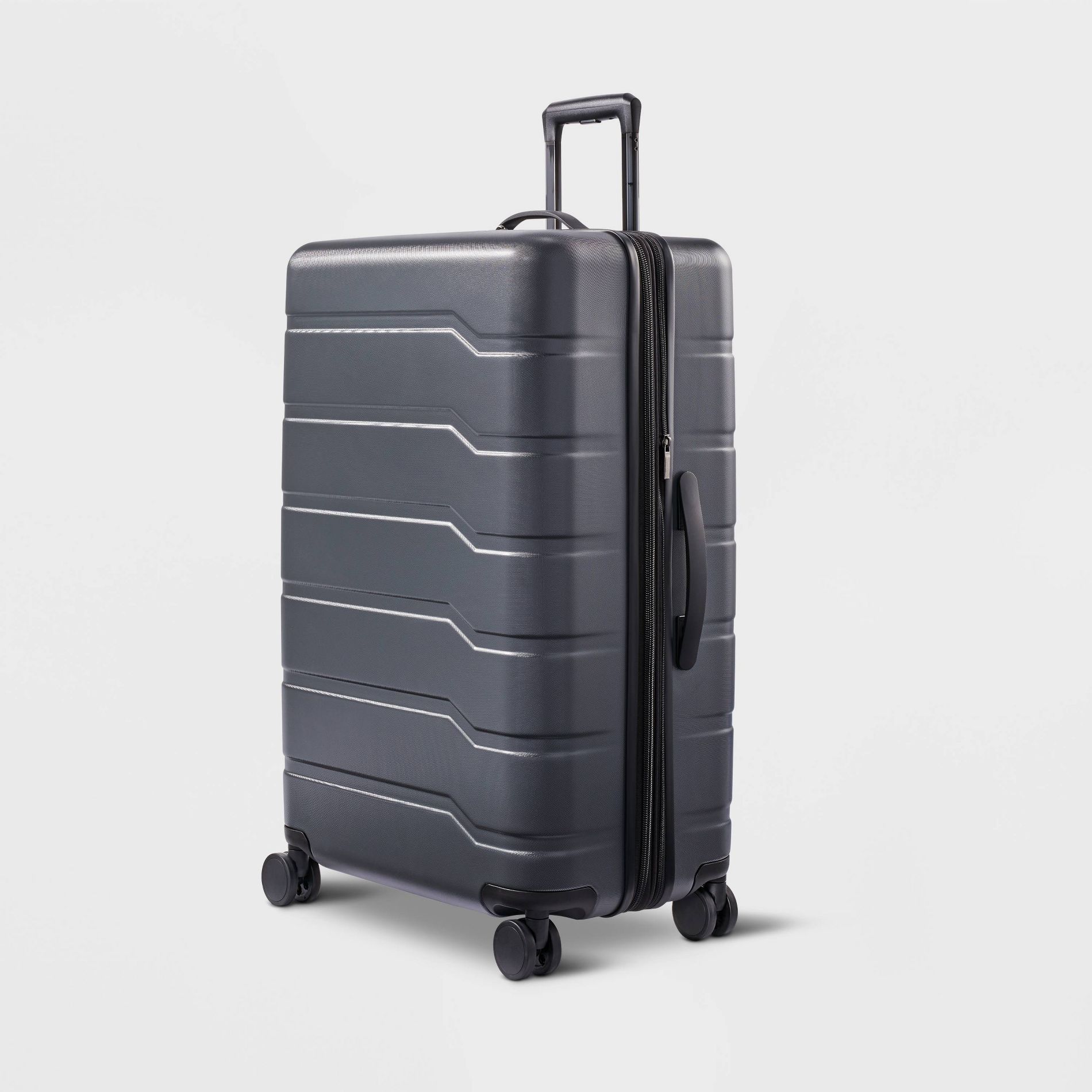 Hardside Large Checked Suitcase Gray - Open Story™: Water-Resistant Spinner Luggage
