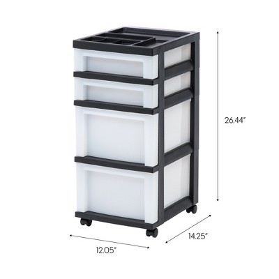 Black and Pearl 4-Drawer Plastic Rolling Storage Cart