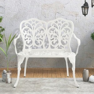Vynxaria White Patio Bench - 33.80'' W x 22.40'' D x 34.60'' H - 1 of 4