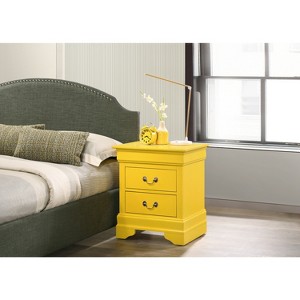 HomeStock Yellow Nightstand with Two Drawers, 24x21x16 Compact Bedside Table with Cheerful Finish and Organized Storage - 1 of 4