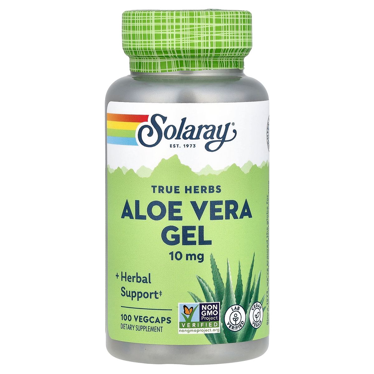 Solaray True Herbs, Aloe Vera Gel, 10 mg, 100 VegCaps