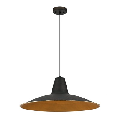 LLHZSY Industiral Black Gold Dome Pendant Lights for Kitchen Island - W 25.59"