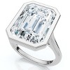 Pompeii3 Certified 10 Ct Emerald Cut Bezel Diamond Engagement Ring 14k or Pt Lab Created - 3 of 4