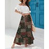 Women's Chiffon Boho Maxi Skirt - High Waist Tiered Pleated Floral A-Line Long Skirt Splice Red Green Floral - 2 of 4