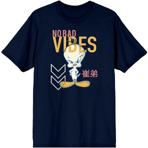 Looney Tunes Classic Cartoon Character Tweety Bird Mens Navy Blue Graphic Tee - 1 of 3