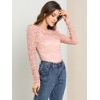 INSPIRE CHIC Women's Vintage Semi-Sheer Puff Long Sleeve Embroidery Lace Floral Blouse - 4 of 4