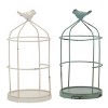 Set of 2 Rustic White and Mint Metal Wire Cage and Bird Pillar Candle Holders - Foreside Home & Garden - image 3 of 4