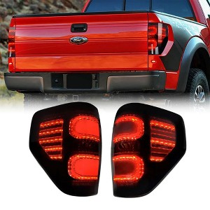AMERICAN MODIFIED Smoked Full LED Back Tail Lights Compatible with 2009 to 2014 Ford F150 with Turn Signals Brake Reverse Light DRL - 1 of 4