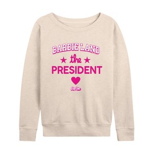 Women's Barbie Barbie Land President Lightweight French Terry Slouchy - Birch - X-Large - 1 of 4