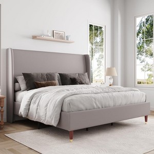 AMERLIFE 51.2"Bed Frame with High Headboard, Upholstered Bed - 1 of 4