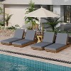 Christopher Knight Home Debra Outdoor 6-Position Adjustable Acacia Wood Chaise Lounge with Cushions (Set of 4) - 2 of 4