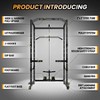 Coucheta Power Cage with LAT Pulldown, Multi-Functional Squat Rack with Cable Pulley System and j-Hooks, Home Gym Training Gantry Rack with Dip Bars - 3 of 4