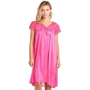 Casual Nights Women's Fancy Lace Neckline Silky Tricot Nightgown - 1 of 4