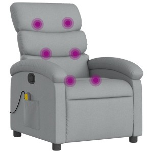 vidaXL Massage Recliner Chair-Manual Adjustable, Light Gray Fabric, Vibration Massage, USB-Powered, Side Pocket, Padded Armchair - 1 of 4