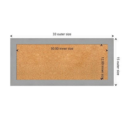 Brushed Nickel Framed Natural Cork Bulletin Board 36"