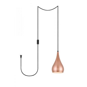 Elegant Lighting Nora 1 Light honey gold plug-in pendant - 1 of 4