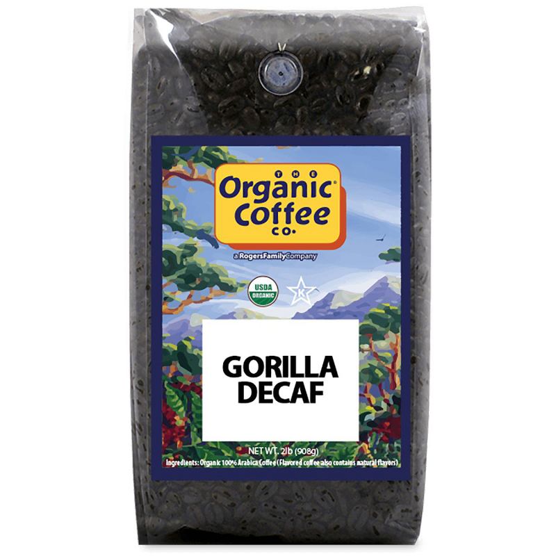Organic Coffee Co., Gorilla DECAF, 2lb (32oz) Whole Bean, Decaffeinated Coffee, 1 of 6