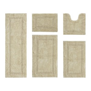 Lux Premium 100% Cotton Tufted Solid Reversible 5 PC Bath Rug Set – Ultra-Soft, Water-Absorbent, Durable, Machine Washable Bathroom Rug - 1 of 4