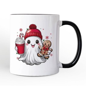Cute Ghost Christmas Mug, Adorable Gingerbread and Cocoa Holiday Gift (Non-Custom Only)| OrnamentallyYou - 1 of 4