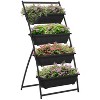 Vince 4-Tier Plastic Raised Garden Bed with Metal Frame, Planter Boxes with Stand for Vegetable, Flowers and Herbs, Outdoor Furniture - The Pop Home - 2 of 4