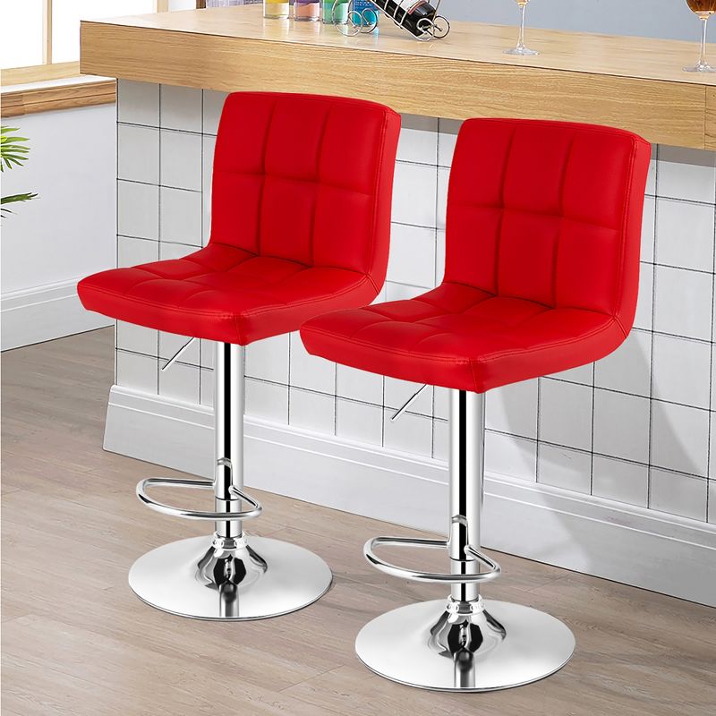 Costway Set of 2 Adjustable Bar Stools PU Leather Swivel Kitchen Counter Pub Chair, 4 of 11
