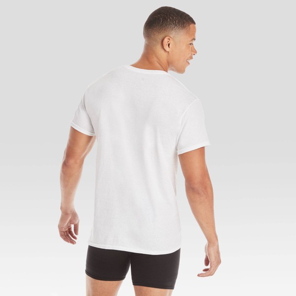 Camiseta interior de cuello redondo que absorbe la humedad para hombre Hanes, paquete de 10 - Blanco 3