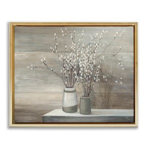 Stupell Industries Pussy Willow Still Life Floating Frame Canvas Art - 1 of 4