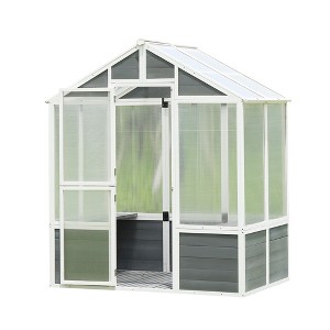 Wooden Greenhouse Polycarbonate Garden Shed for Plants, 76''x48''x86'' Walk-in Outdoor Plant Gardening Greenhouse for Patio Backyard Lawn - 1 of 1