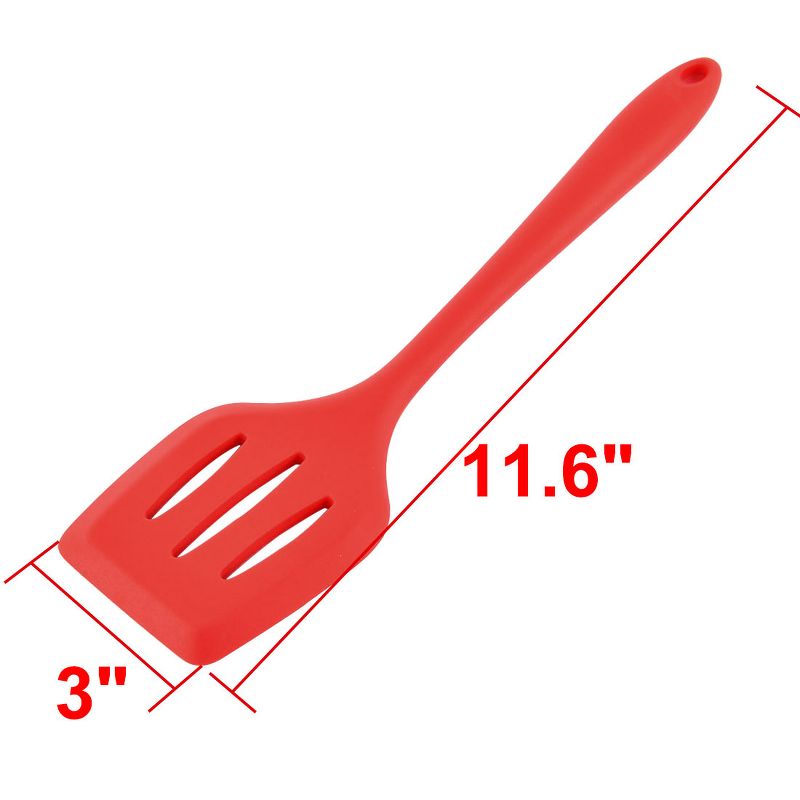 Unique Bargains Silicone Slotted Non Stick Heat Resistant Pancake Spatulas and Turners Red 1 Pc, 3 of 8