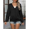 Womens Cardigan Casual Long Sleeve Lightweight Crochet Shrug V Neck Tops Button Down Soft Knit Sweater - 2 of 4