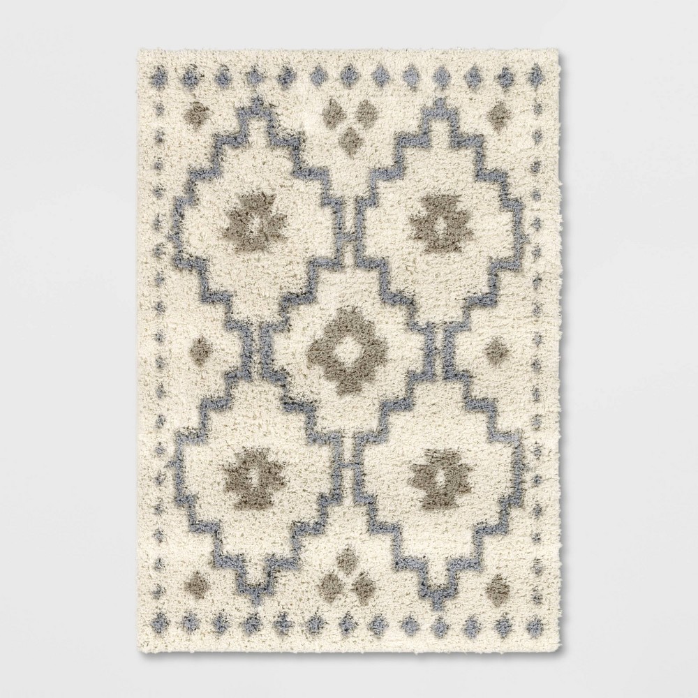 4'x6' Bingham Floppy Shag Geo Rug Cream - Threshold