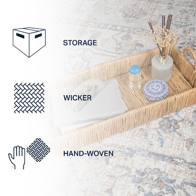 Natural Handwoven Abaca Rectangle Decorative Tray with Handles