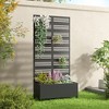 PexFix 72 in. x 35 in. Outdoor Metal Trellis with Planter Box Privacy Screen Garden Fence Wall Applique in Black - 2 of 4