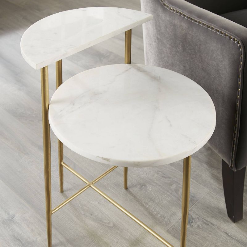 Patna Marble Top Accent Table White/Brass - Steve Silver Co., 1 of 5