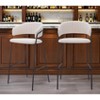 HomeRoots Set of Two 30" Cream and Black Shearling and Steel Low Back Bar Height Bar Chairs - 2 of 4