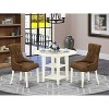HomeStock 3-Piece Linen White Finish Round Solid Wood Top with Dropleaf Dining Table Set - 2 of 4