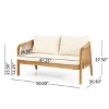 Christopher Knight Home Allerton Outdoor Acacia Wood and Wicker 4 Seater Chat Set with Cushions, Teak and Beige - 3 of 4