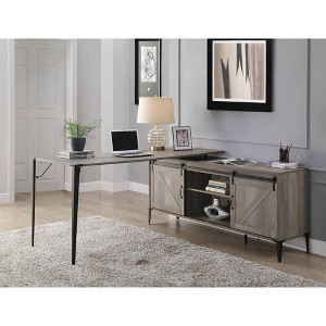 Wood Writing Desk with Cabinet and Sliding Doors - 1 of 4