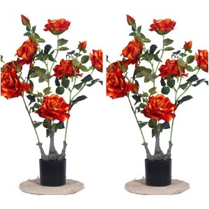 2PCS Faux Peony Trees in Pot, UV Resistant Indoor/Outdoor Decor, Housewarming Gift - 1 of 4