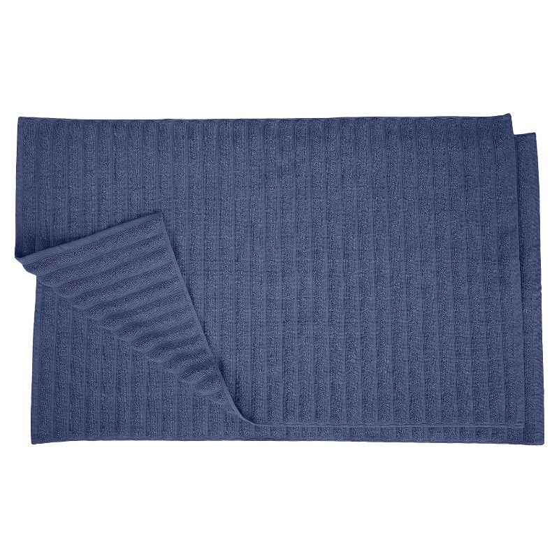 Classic Solid Eco-Friendly Modern Textured Premium Cotton Traditional 2-Piece Absorbent Bath Mat Set by Blue Nile Mills, 1 of 6