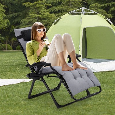 Zero Gravity Chair, 26" Portable, Cup Holder, Footrest, Removable Cushion, 440LBS Folding