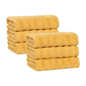 Waffle Textured Stripes Zero Twist Cotton Medium Weight Towel Set by Blue Nile Mills - 1 of 4