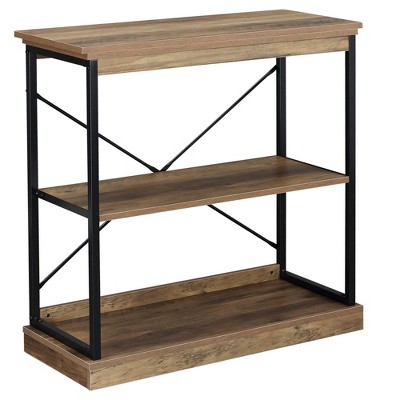 HOMCOM 2-Tier Shelf, Modern Style Bookshelf with Metal Frame for Living Room, Bedroom, and Office, Brown
