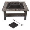 Nature Spring 32" Square Outdoor Fire Pit - Bronze Finish, Black/Orange Tiles - 4 of 4