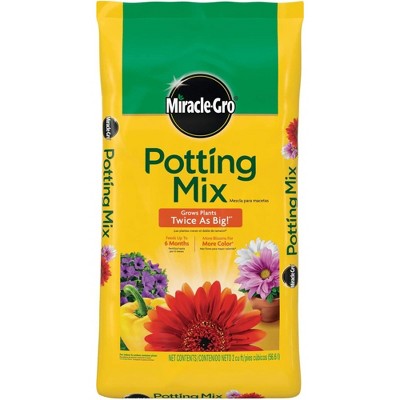 Miracle-Gro Potting Mix for Container Plants, Flowers, Vegetables, Shrubs, Annuals, Perennials, Feeds up to 6 Months, 2 cu ft