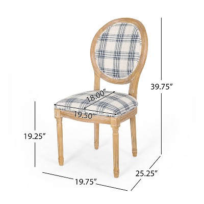 Set of 4 Dark Blue Plaid Upholstered Dining Chairs