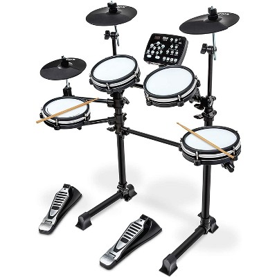 LyxJam 7-Piece Electronic Drum Kit, Professional Drum Set with Real Mesh Fabric, 209 Preloaded Sounds, 50 Play-Along Songs, Recording Capability, Cymbals & Kick Pedal, Drum Sticks And Key Included